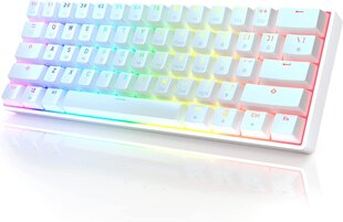 HK Gaming GK61, Gateron Optical Blue jungikliai, QWERTY, balta kaina ir informacija | Klaviatūros | pigu.lt