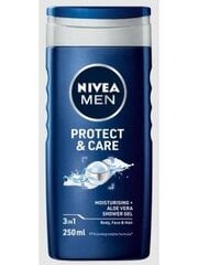 Vyrų dušo želė 3 viename Nivea Protect&Care, 250 ml цена и информация | Масла, гели для душа | pigu.lt