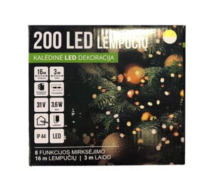 Kalėdų eglutės girlianda 200LED RGB/16m + 3m, šilta balta / šalta balta (115-1) 7547 kaina ir informacija | Girliandos | pigu.lt