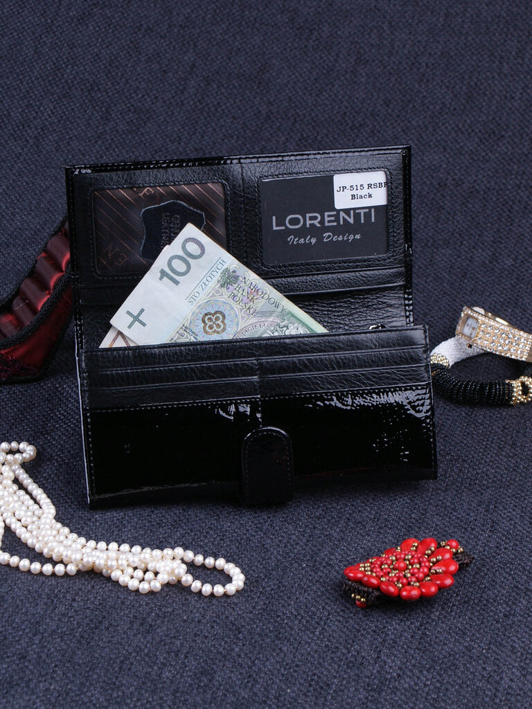 Natūralios odos piniginė moterims Loren, juoda kaina ir informacija | Piniginės, kortelių dėklai moterims | pigu.lt