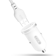 XO car charger TZ08 2x USB 2,1A white + USB-C cable цена и информация | Зарядные устройства для телефонов | pigu.lt