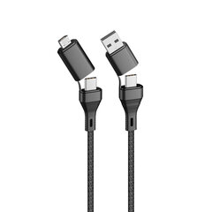 Forever CORE 4in1 cable USB + USB-C - USB-C + microUSB 1,2 m 3A black цена и информация | Кабели и провода | pigu.lt