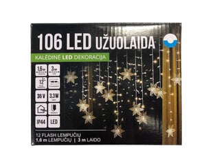 Garland - lango užuolaidos Snowflakes, 106LED/ 160cm x 100cm, spalva: mėlyna, šalta balta (317) 7549 kaina ir informacija | Girliandos | pigu.lt