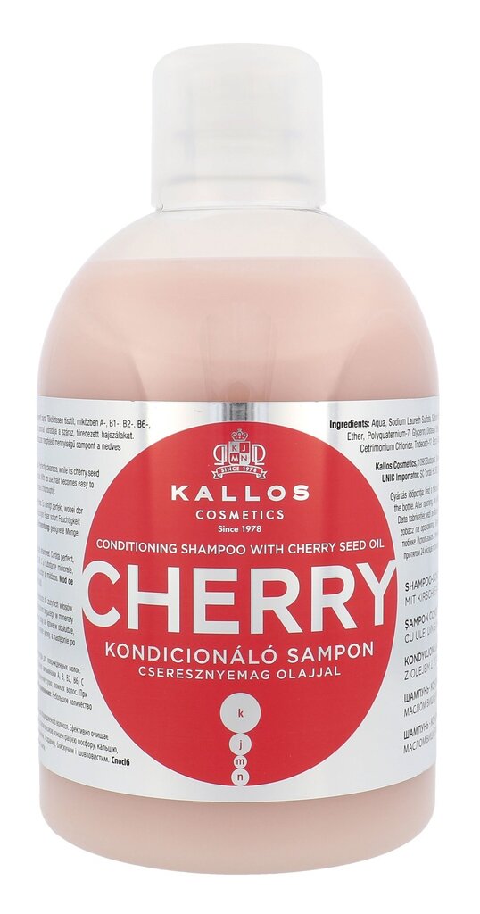 Šampūnas sausiems ir pažeistiems plaukams su vyšnių ekstraktu Kallos Cherry, 1000 ml kaina ir informacija | Šampūnai | pigu.lt