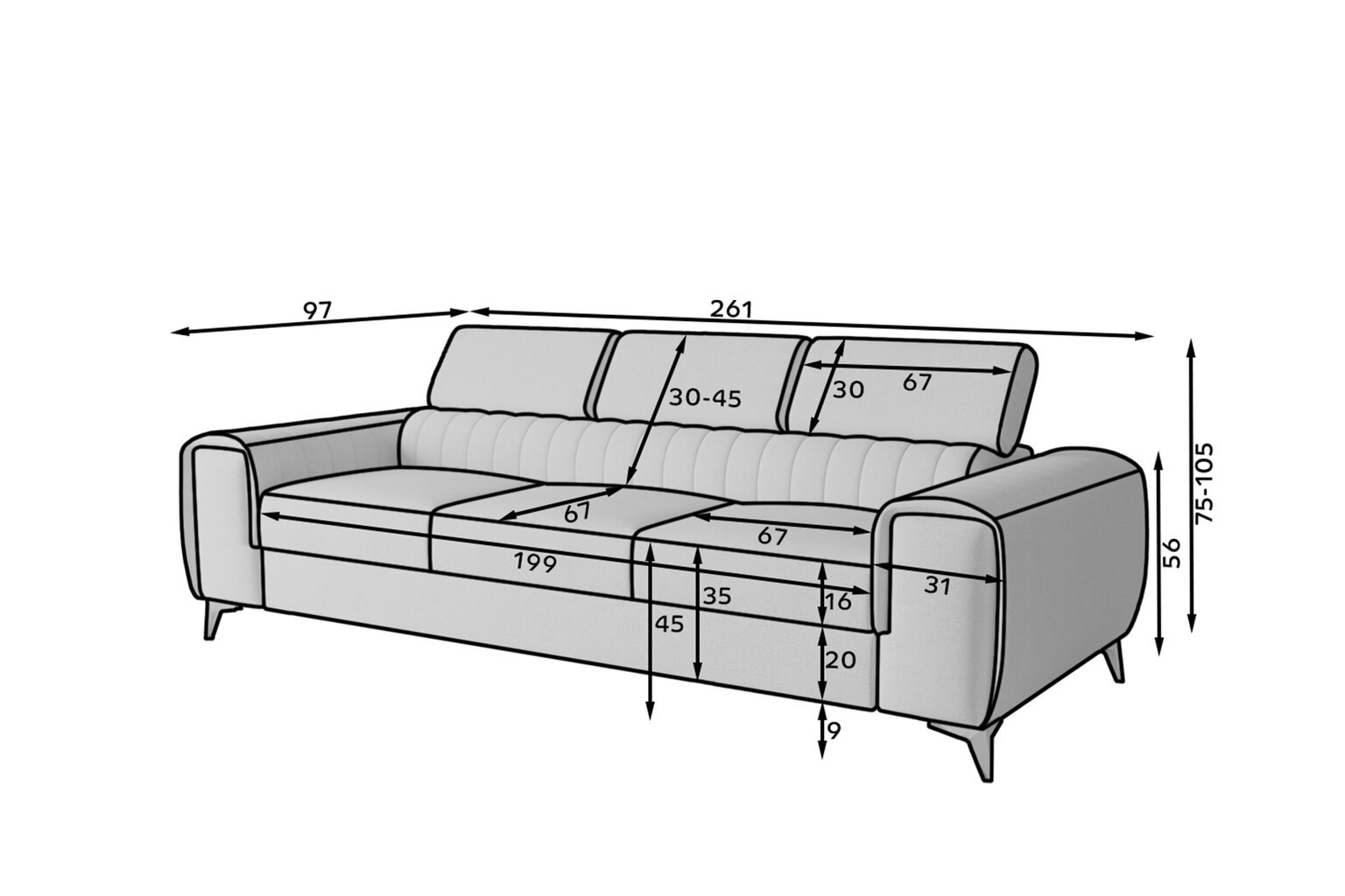 Sofa NORE Laurence, pilka цена и информация | Sofos | pigu.lt