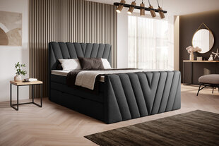 Кровать NORE Candice Flores 10, 180x200 см, черная цена и информация | Кровати | pigu.lt
