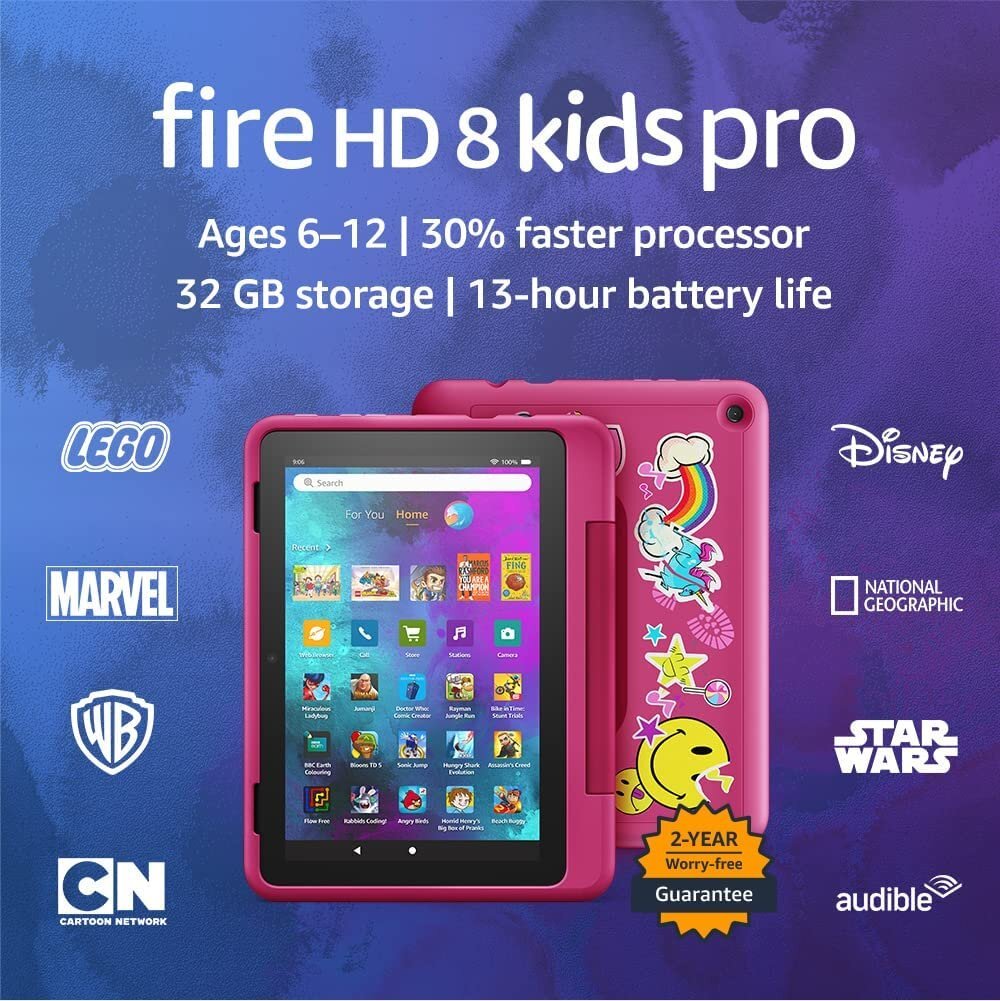 Amazon Fire HD 8 32GB Kids Pro 2022, Rainbow Universe цена и информация | Planšetiniai kompiuteriai | pigu.lt