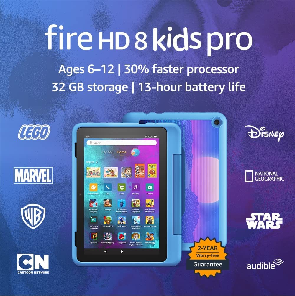 Amazon Fire HD 8 32GB Kids Pro 2022, Cyber Sky цена и информация | Planšetiniai kompiuteriai | pigu.lt