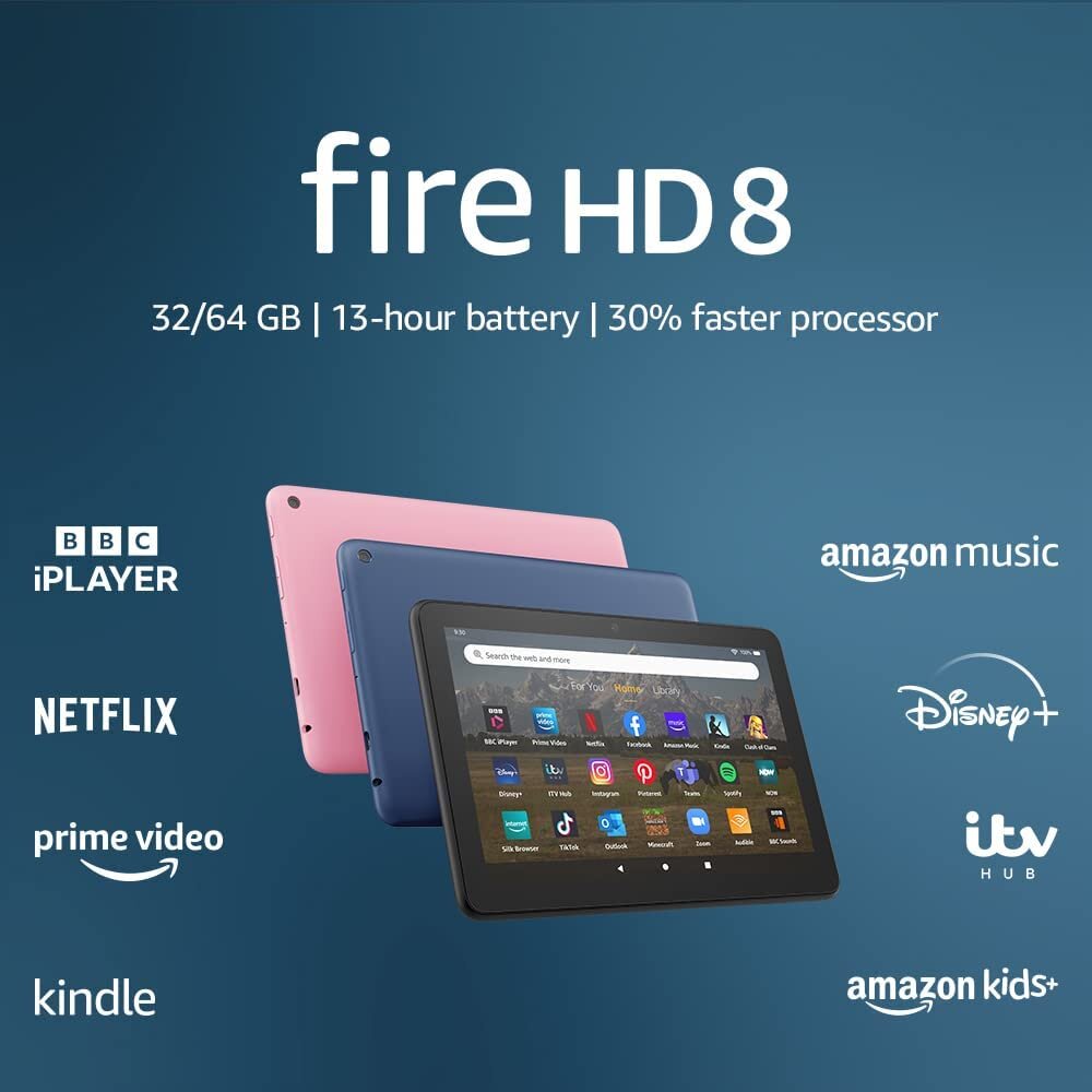 Amazon Fire HD 8 32GB 2022, black kaina ir informacija | Planšetiniai kompiuteriai | pigu.lt
