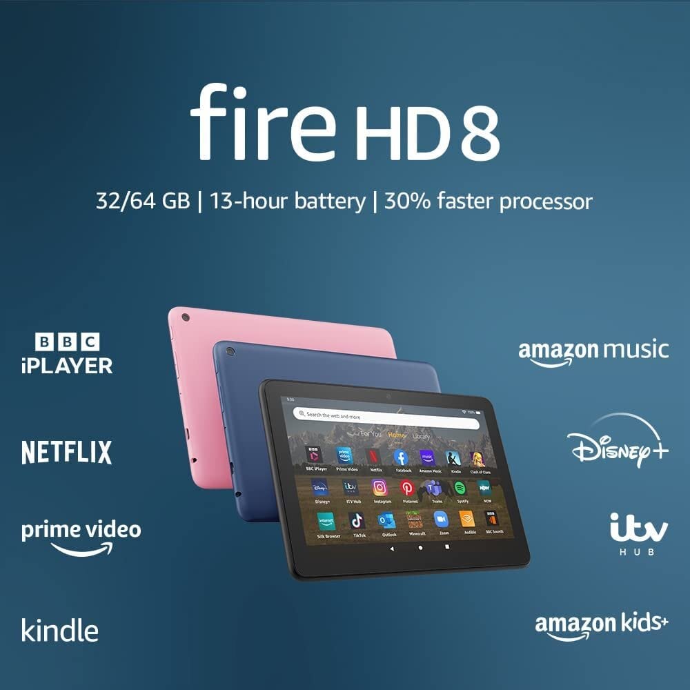 Amazon Fire HD 8 32GB 2022, blue kaina ir informacija | Planšetiniai kompiuteriai | pigu.lt