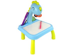 Vaikiškas piešimo stalas su projektoriumi Lean Toys Dinozauras, mėlynas kaina ir informacija | Lavinamieji žaislai | pigu.lt