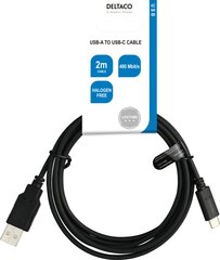 Deltaco USBC-1006-LSZH, USB 2.0, USB A, 2м цена и информация | Кабели для телефонов | pigu.lt