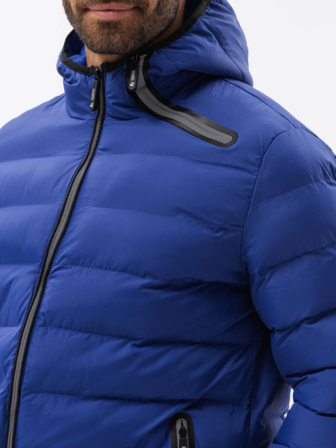 Žieminė striukė vyrams dygsniuotos Ombre C451 Mėlyna kaina ir informacija | Vyriškos striukės | pigu.lt