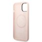 Guess Silicone Metal Logo MagSafe Compatible iPhone 14 Plus Pink kaina ir informacija | Telefono dėklai | pigu.lt