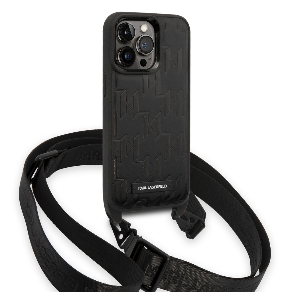 Karl Lagerfeld Monogram Crossbody iPhone 14 Pro Max Black kaina ir informacija | Telefono dėklai | pigu.lt