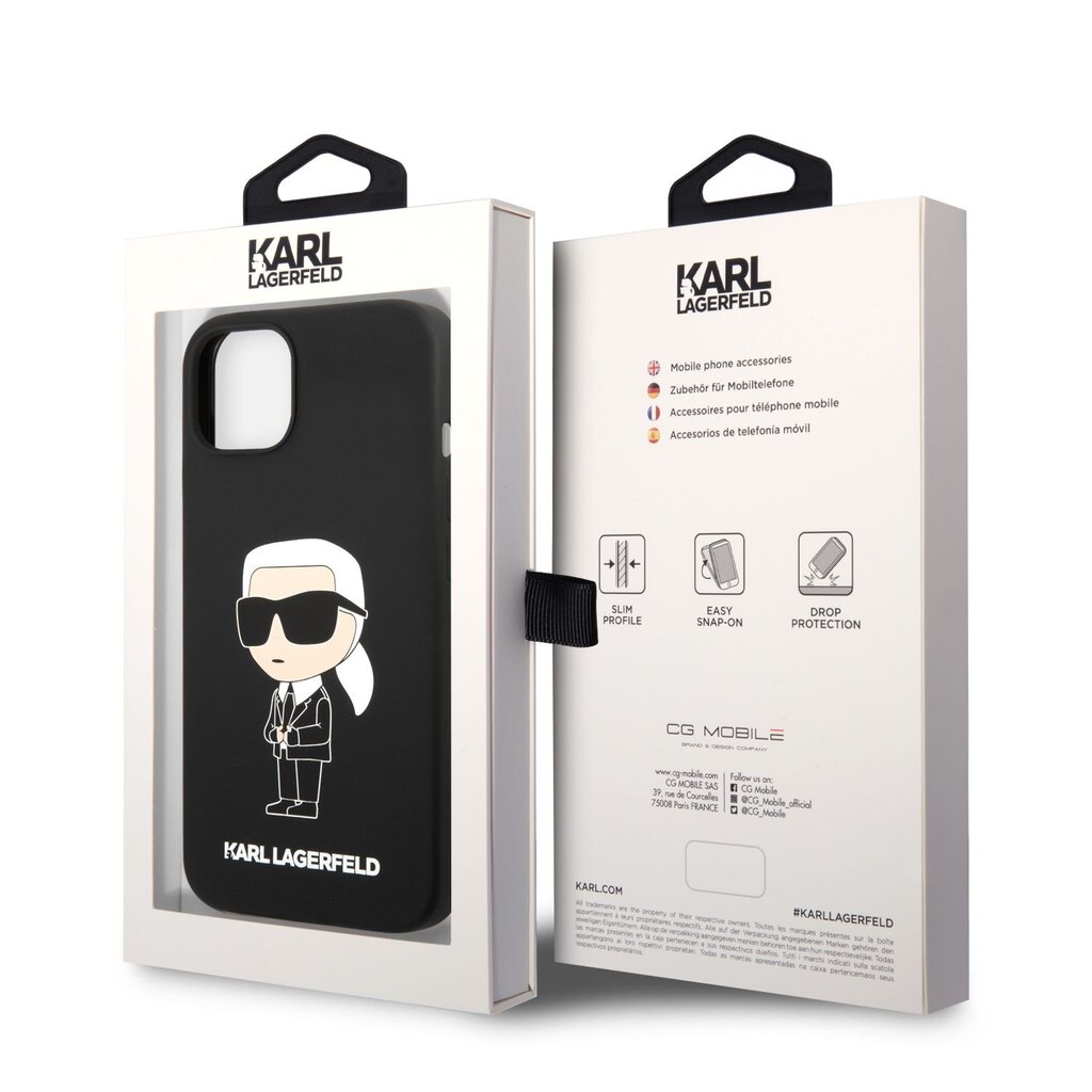 Dėkls Karl Lagerfeld skirtas iPhone 13, juoda kaina ir informacija | Telefono dėklai | pigu.lt