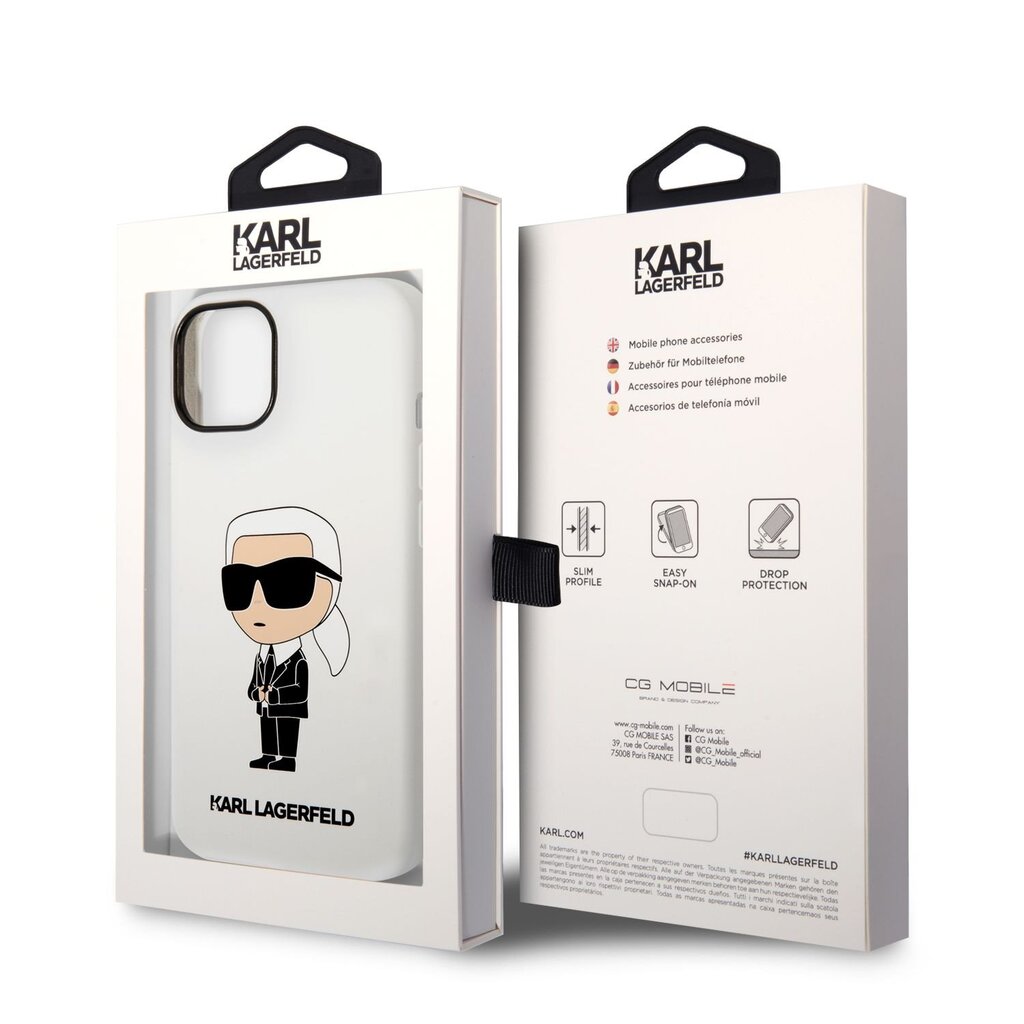 Karl Lagerfeld Liquid Silicone Ikonik NFT iPhone 14 Plus White kaina ir informacija | Telefono dėklai | pigu.lt