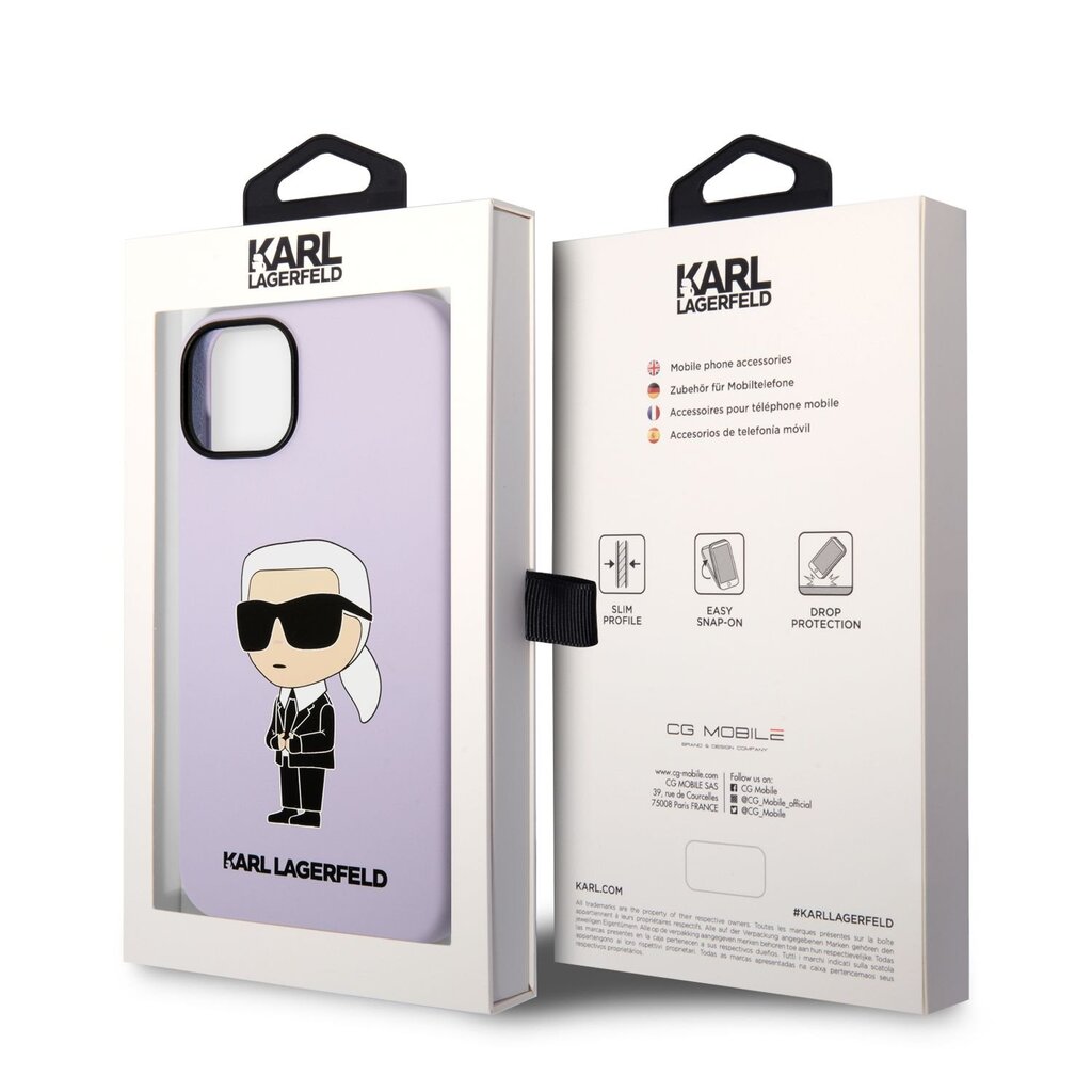 Karl Lagerfeld Liquid Silicone Ikonik NFT iPhone 14 Purple kaina ir informacija | Telefono dėklai | pigu.lt