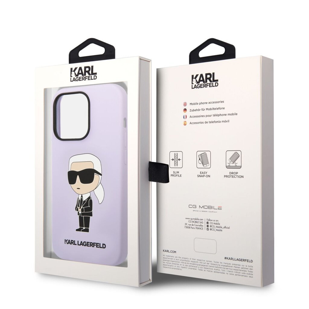 Karl Lagerfeld Liquid Silicone Ikonik NFT iPhone 14 Pro Purple kaina ir informacija | Telefono dėklai | pigu.lt