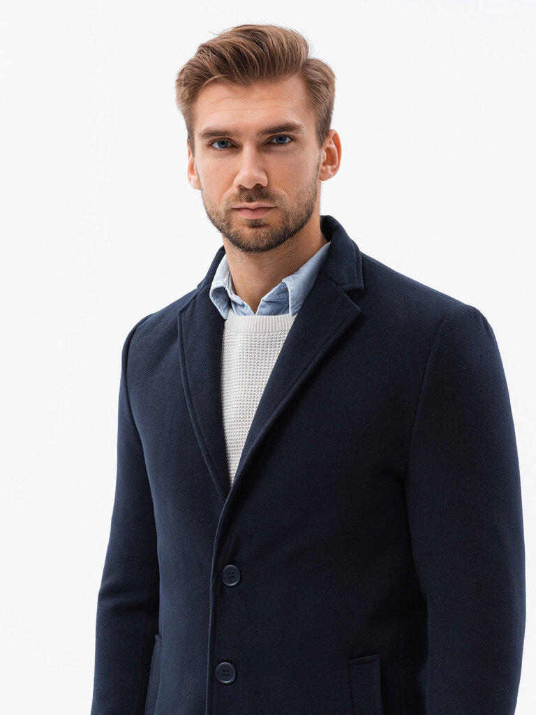 Paltas vyrams Ombre Clothing C536, mėlynas цена и информация | Vyriški paltai  | pigu.lt