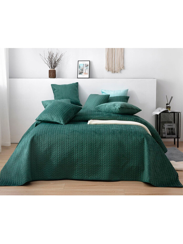 Moxie A544 dygsniuotas lovos užvalkalas, tamsiai žalias kaina ir informacija | Lovatiesės ir pledai | pigu.lt
