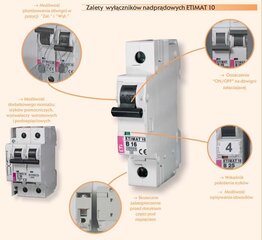 Автоматический выключатель сверхтока ETIMAT6 1P B6 6kA ETI цена и информация | Выключатели, розетки | pigu.lt