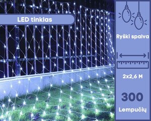 LED užuolaida - tinklas, 160 LED, šaltai balta kaina ir informacija | Girliandos | pigu.lt