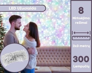 LED Girlianda - užuolaida, įvairispalvė kaina ir informacija | Girliandos | pigu.lt