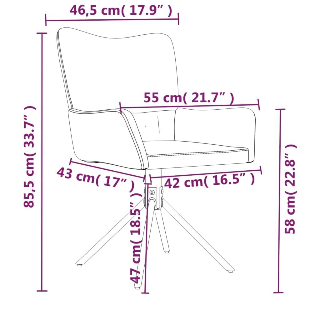 Pasukamos valgomojo kėdės, Aksomas, 2 vnt, mėlyna kaina ir informacija | Virtuvės ir valgomojo kėdės | pigu.lt