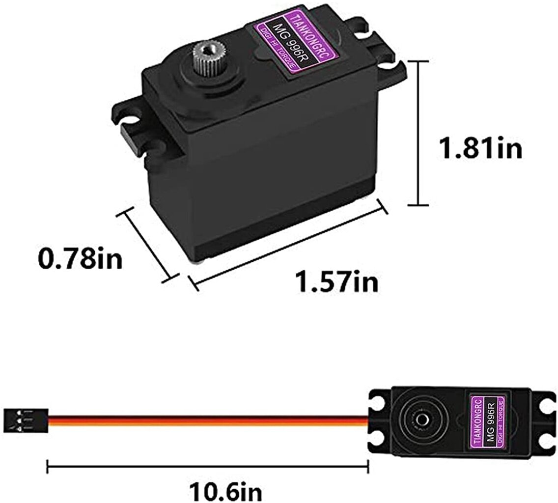 1 vnt. MG996R sukimo momento servo variklis su metaliniu skriemuliu, skirtas Rc automobiliams, valtims, sraigtasparniams, juoda spalva kaina ir informacija | Išmanioji technika ir priedai | pigu.lt