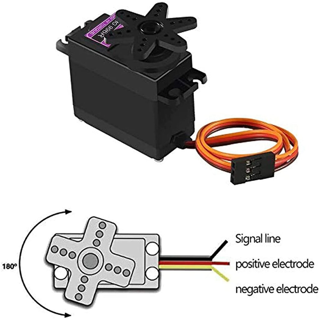1 vnt. MG996R sukimo momento servo variklis su metaliniu skriemuliu, skirtas Rc automobiliams, valtims, sraigtasparniams, juoda spalva kaina ir informacija | Išmanioji technika ir priedai | pigu.lt