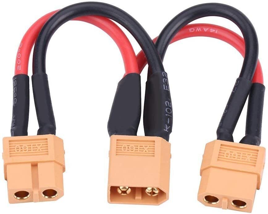 XT60 kištukinės jungties kabelio adapteris lygiagretaus akumuliatoriaus jungčiai 14Awg kabelis, skirtas Rc Lipo (nuo 1 moteriškos iki 2 vyriškų), 1 vnt. kaina ir informacija | Išmanioji technika ir priedai | pigu.lt