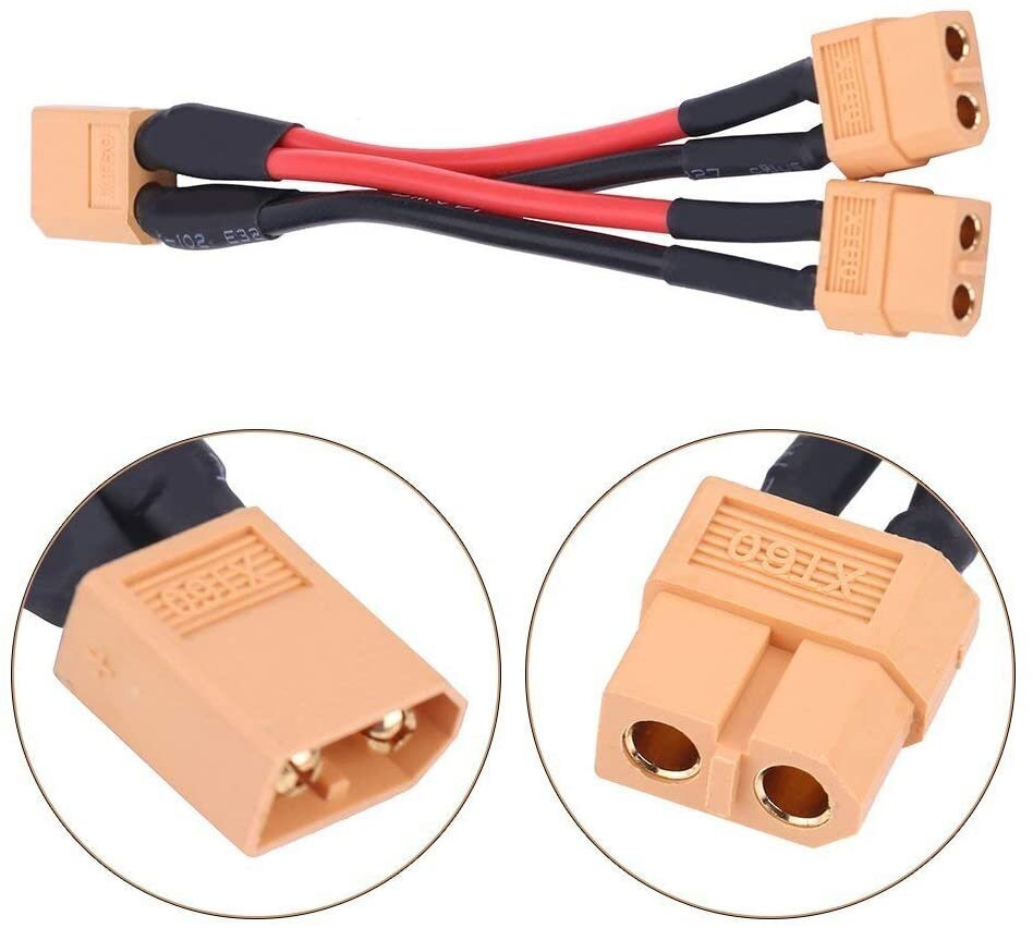 XT60 kištukinės jungties kabelio adapteris lygiagretaus akumuliatoriaus jungčiai 14Awg kabelis, skirtas Rc Lipo (nuo 1 moteriškos iki 2 vyriškų), 1 vnt. kaina ir informacija | Išmanioji technika ir priedai | pigu.lt