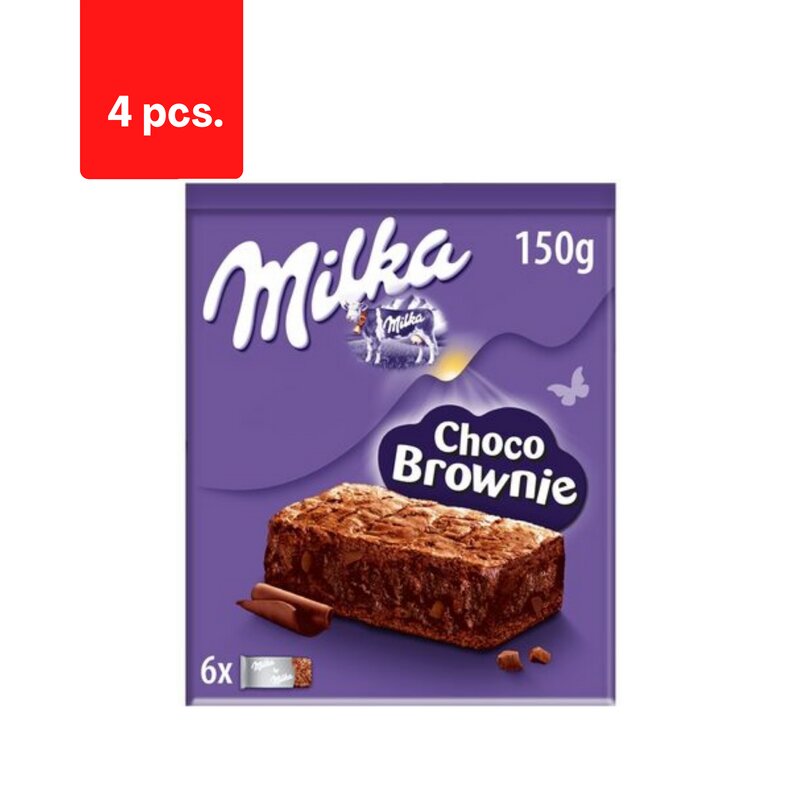 Minkšti pyragaičiai su šokoladu Milka choco brownie, 150 g x 4 vnt. цена и информация | Saldumynai | pigu.lt