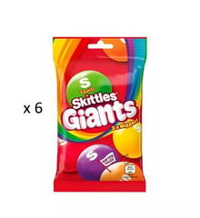 Конфеты жевательные со вкусом фруктов, в хрустящей сахарной глазури SKITTLES Giants, 95 г x 6 шт.  цена и информация | Сладости | pigu.lt