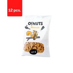 Арахис печеный и соленый O!NUTS, 150 г x 12 шт. цена и информация | Орехи, сухофрукты, семечки | pigu.lt