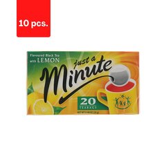 Just a Minute juodoji arbata Lemon, 20 x 1,4g x 10 pak. pakuotė kaina ir informacija | Arbata | pigu.lt