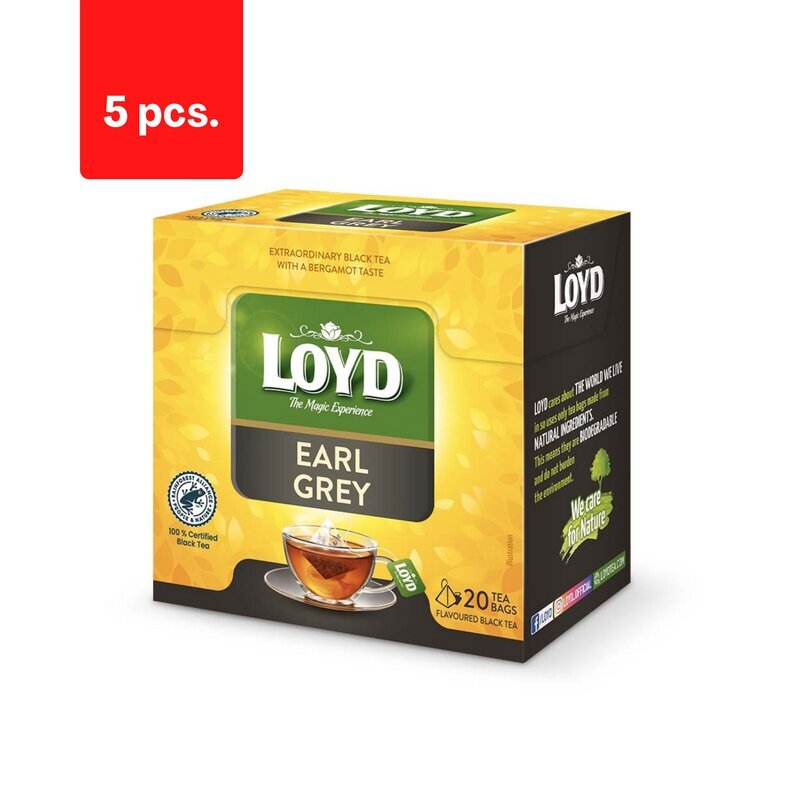 Loyd Earl Grey aromatizuota juodoji arbata, 20 x 2g x 5 pak. kaina ir informacija | Arbata | pigu.lt