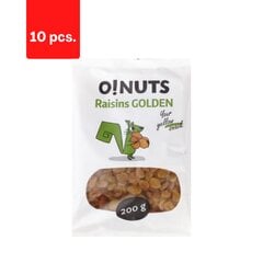 Auksinės razinos O!nuts, 200 g x 10 vnt. kaina ir informacija | Riešutai, sėklos, džiovinti vaisiai | pigu.lt