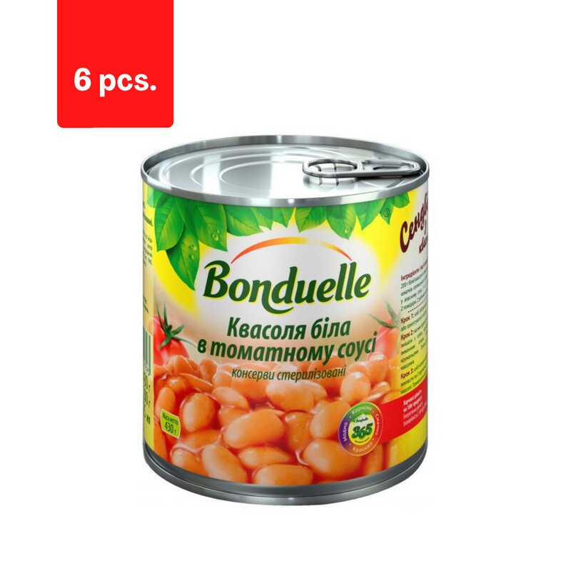 Baltosios pupelės pomidorų padaže Bonduelle, 430 g x 6 vnt. kaina ir informacija | Konservuotas maistas | pigu.lt