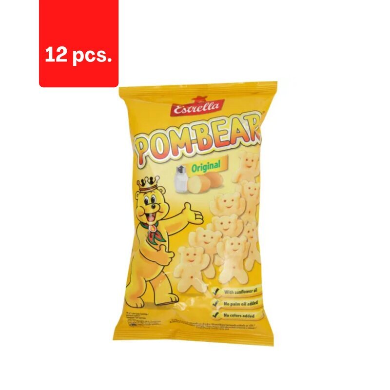 Traškus bulvinis užkandis su druska Estrella pom-bear, 65 g x 12 vnt. kaina ir informacija | Užkandžiai, traškučiai | pigu.lt