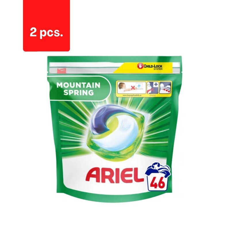 Ariel mountain spring skalbimo kapsulės, 46vnt x 2 vnt. цена и информация | Skalbimo priemonės | pigu.lt