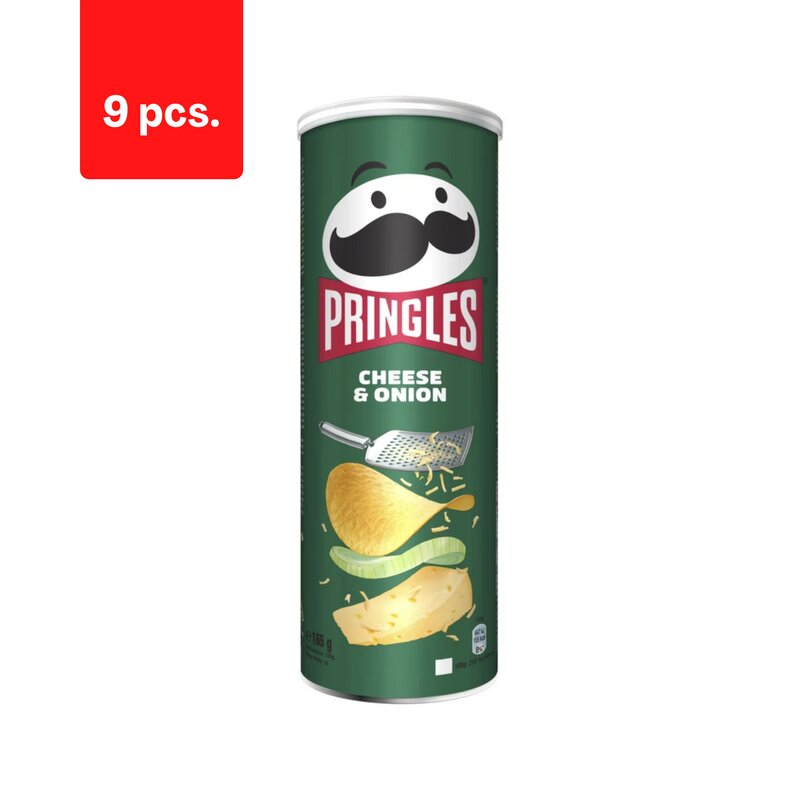 Užkandis Pringles cheese & onion, 165 g x 9 vnt. kaina ir informacija | Užkandžiai, traškučiai | pigu.lt