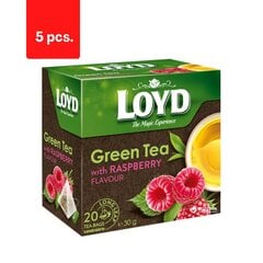 Зеленый чай со вкусом малины LOYD, 20 х 1.5 г х 5 упаковок цена и информация | Чай | pigu.lt