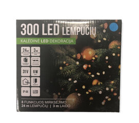 Ёлочная гирлянда 8 ф, 300LED/24 м + 3м, цвет: синий (118) 7534 цена и информация | Гирлянды | pigu.lt