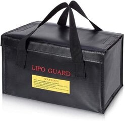 Lipo Bag Огнеупорная сумка Идеально подходит для зарядки аккумуляторов Lipo Огнеупорная Размеры см 26 x 13 x 15 Цвет черный цена и информация | Смарттехника и аксессуары | pigu.lt