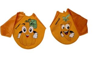 Neperšlampamas seilinukas su rankovemis rinkinis Pumpkin & Carrot pakuotėje 2 vnt 30x30 cm kaina ir informacija | Seilinukai | pigu.lt