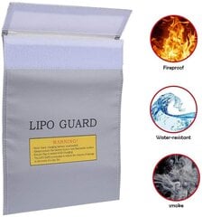 Lipo Guard ugniai atsparus Lipo krepšys, 23 cm x 18 cm x lipo akumuliatoriai, sidabrinė spalva kaina ir informacija | Išmanioji technika ir priedai | pigu.lt