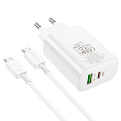 Сетевая зарядка Borofone BN10 Type-C 65W/USB-A 22.5W + Type-C белая цена и информация | Зарядные устройства для телефонов | pigu.lt