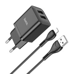 Сетевая зарядка Hoco N25 2xUSB-A (2.1A) + Type-C черная цена и информация | Зарядные устройства для телефонов | pigu.lt